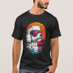 Bichon Frise Dog Lover Sunset Retro Bichon Frise T-Shirt