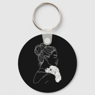 Bichon frise dog mom dog art mother's day  key ring