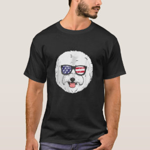 Bichon Frise Dog Patriotic USA 4th of July America T-Shirt