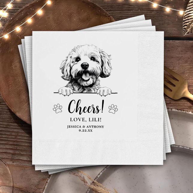 Bichon Frise Dog Personalised Cheers Napkin (Creator Uploaded)