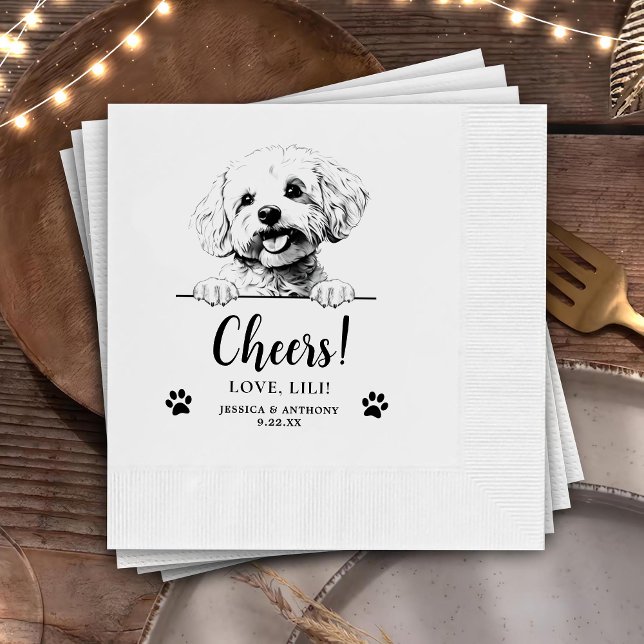Bichon Frise Dog Personalised Cheers Napkin (Creator Uploaded)