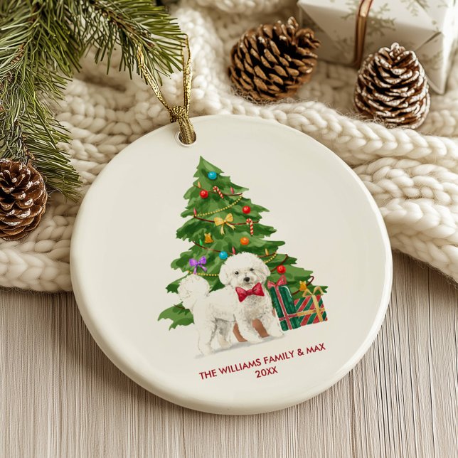 Bichon Frise Dog Personalised Christmas Ceramic Tree Decoration (Creator Uploaded)