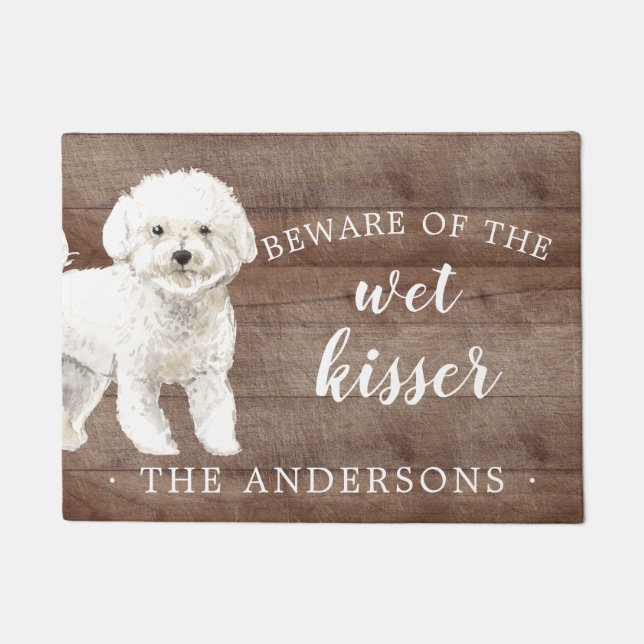 Bichon Frise Dog Personalised Door Mat (Front)