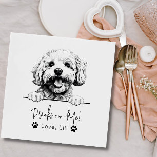 Bichon Frise Dog Personalised Drinks On Me Napkin