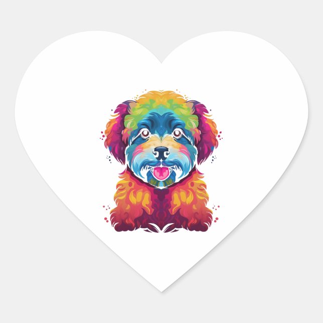 Bichon Frise Dog Pop Art Heart Sticker (Front)