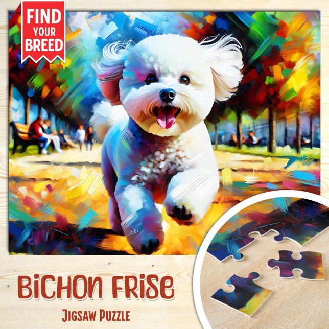 Bichon Frise Dog Portrait Acrylic Art Print Dog Jigsaw Puzzle (Creator Uploaded)