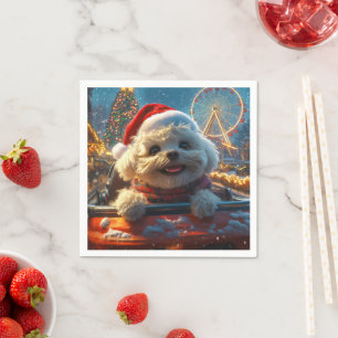 Bichon Frise Dog Roller Coaster Christmas Napkin