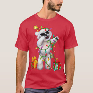 Bichon Frise Dog Santa Hat Christmas Tree Lights T-Shirt