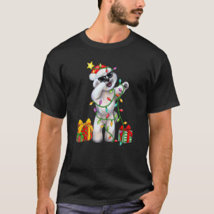 Bichon Frise Dog Santa Hat Christmas Tree Lights T-Shirt