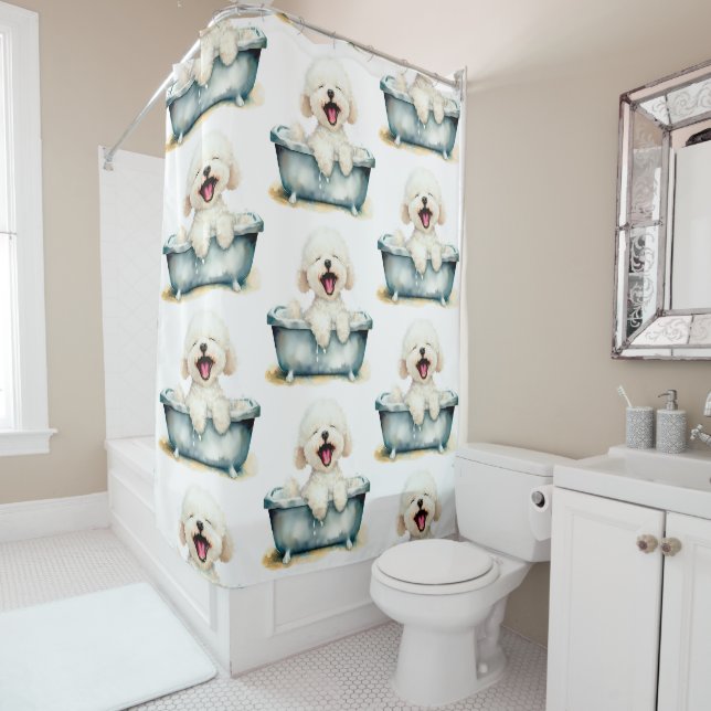 Bichon Frise Dog Shower Curtain (In Situ)