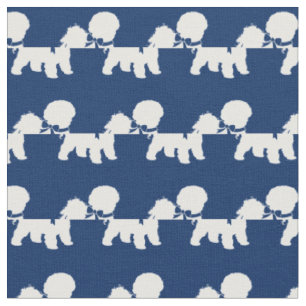 Bichon Frise Dog Silhouette Pet Navy Blue Fabric