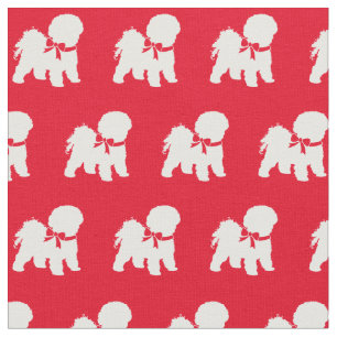 Bichon Frise Dog Silhouette Pet Red Fabric