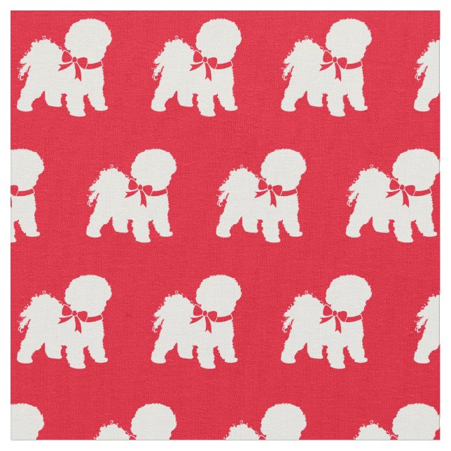 Bichon Frise Dog Silhouette Pet Red Fabric (Close Up)