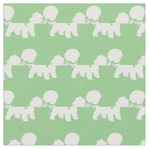 Bichon Frise Dog Silhouette Pet Sage Green Fabric