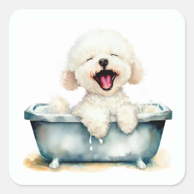 Bichon Frise Dog Square Sticker (Front)