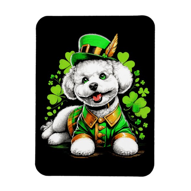 Bichon Frise Dog St Patrick's Day Magnet (Vertical)