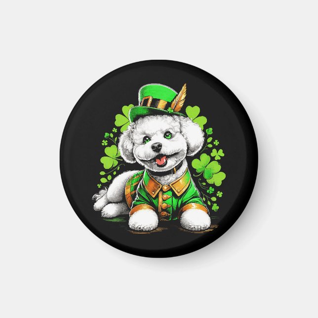 Bichon Frise Dog St Patrick's Day Magnet (Front)