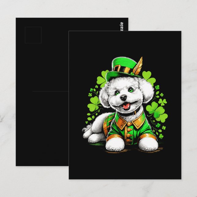 Bichon Frise Dog St Patrick's Day Postcard (Front/Back)