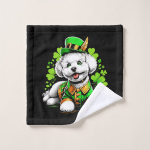 Bichon Frise Dog St Patrick's Day Wash Cloth