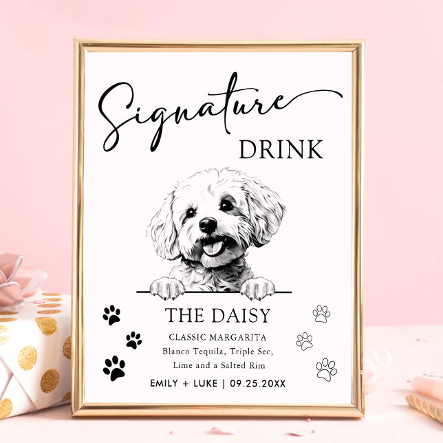 Bichon Frise Dog Wedding Signature Drink Sign (Creator Uploaded)