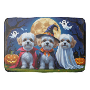 Bichon Frise Dogs Pumpkin Halloween Funny Bath Mat