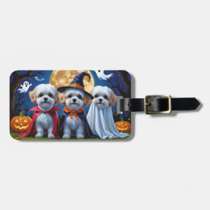 Bichon Frise Dogs Pumpkin Halloween Funny  Luggage Tag