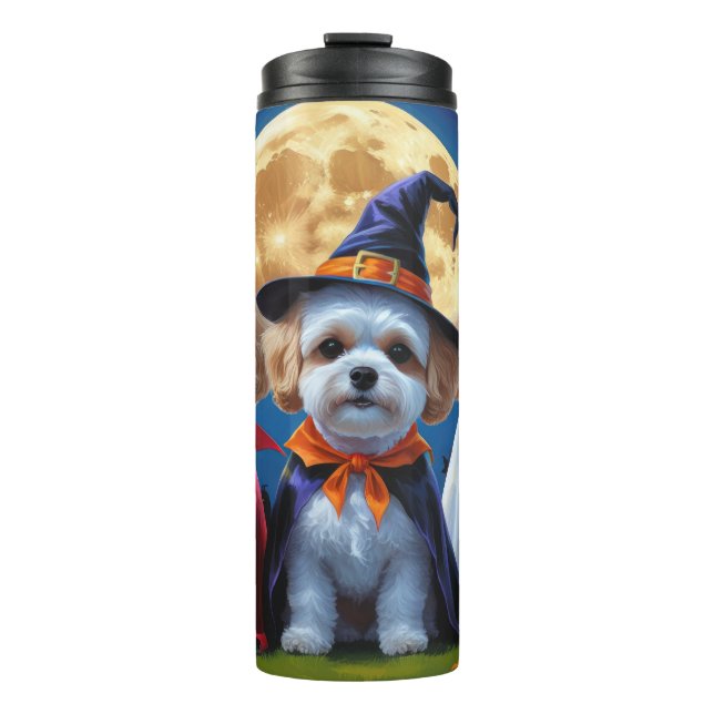 Bichon Frise Dogs Pumpkin Halloween Funny  Thermal Tumbler (Front)