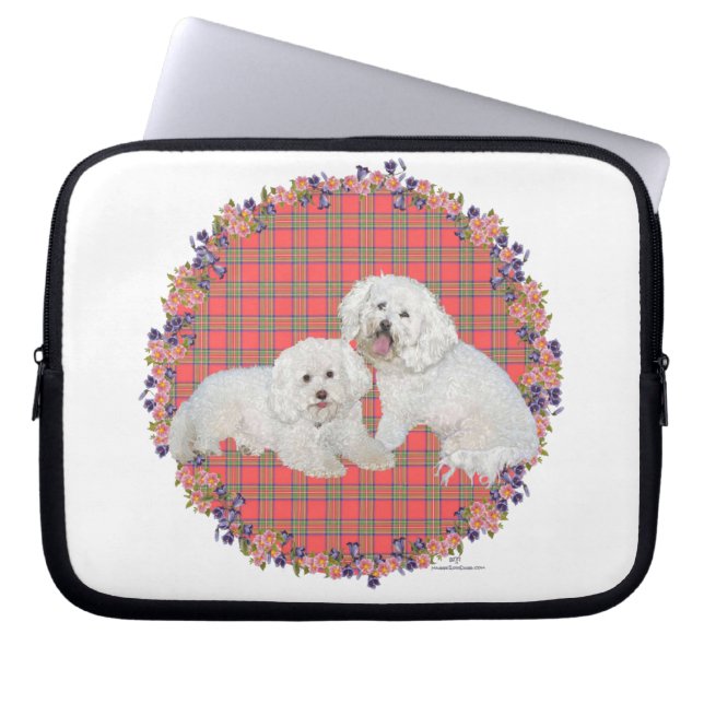 Bichon Frise Duo Plaid Laptop Sleeve (Front)