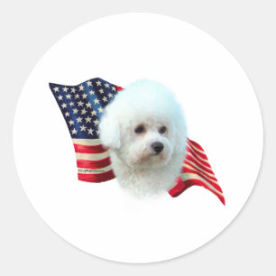 Bichon Frise Flag Classic Round Sticker