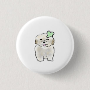 Bichon Frise Four Leaf Clover Dog Mum Gift 3 Cm Round Badge