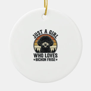 Bichon Frise Girl Vintage Dog Lover Shirt_1 Ceramic Tree Decoration