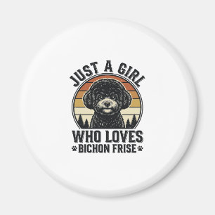 Bichon Frise Girl Vintage Dog Lover Shirt_1 Magnet