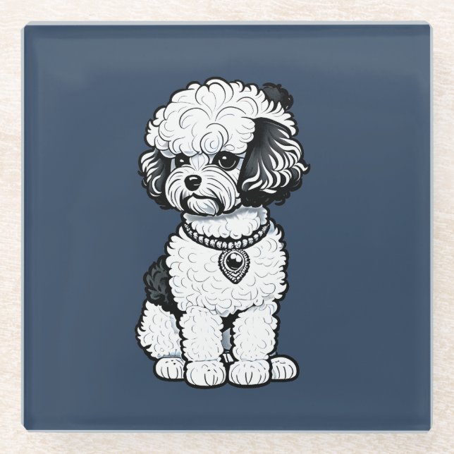 Bichon Frise Glass Coaster (Front)