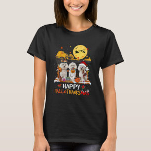 Bichon Frise Hallothanksmas Halloween Thanksgiving T-Shirt
