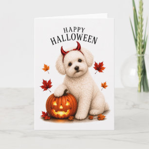 Bichon Frise Halloween Devil Dog Card