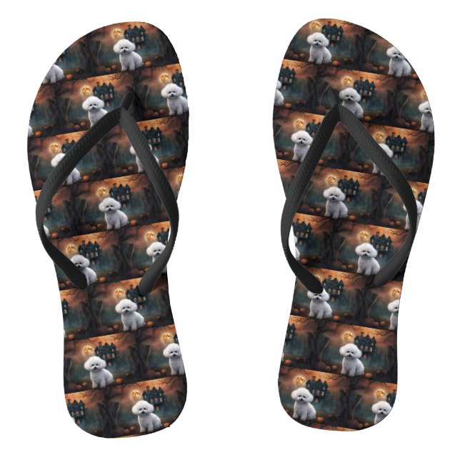 Bichon Frise Halloween Scary  Jandals (Footbed)