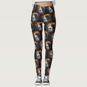Bichon Frise Halloween Scary  Leggings