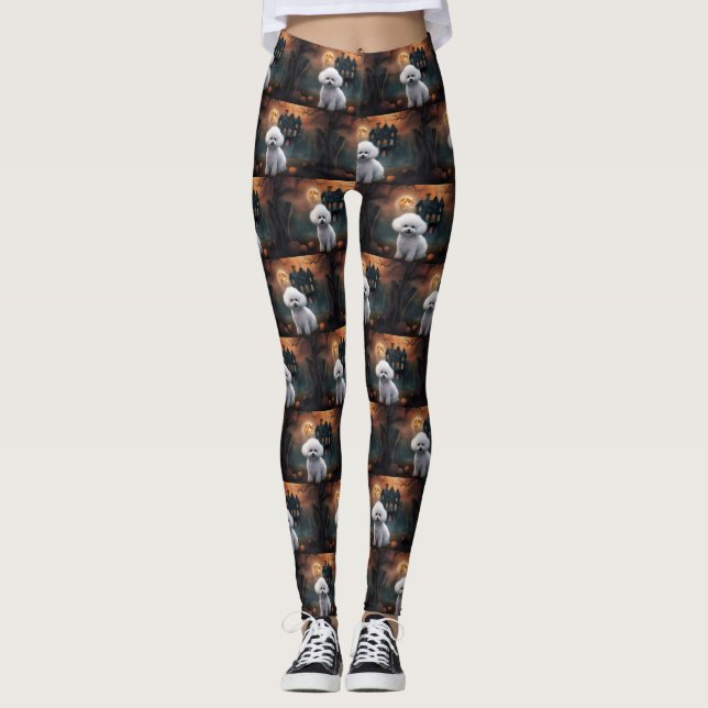 Bichon Frise Halloween Scary  Leggings (Front)