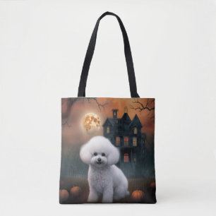 Bichon Frise Halloween Scary  Tote Bag