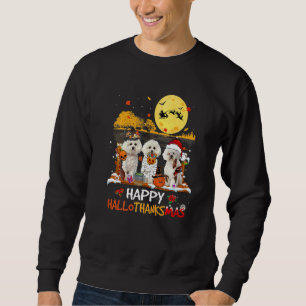 Bichon Frise Happy Hallothanksmas Halloween Thanks Sweatshirt