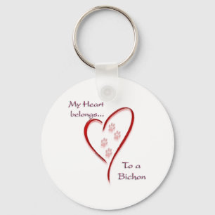 Bichon Frise Heart Belongs Key Ring