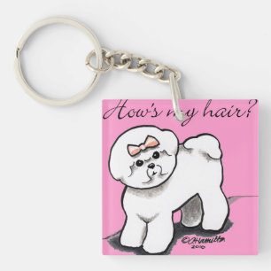 Bichon Frise Hows My Hair Key Ring