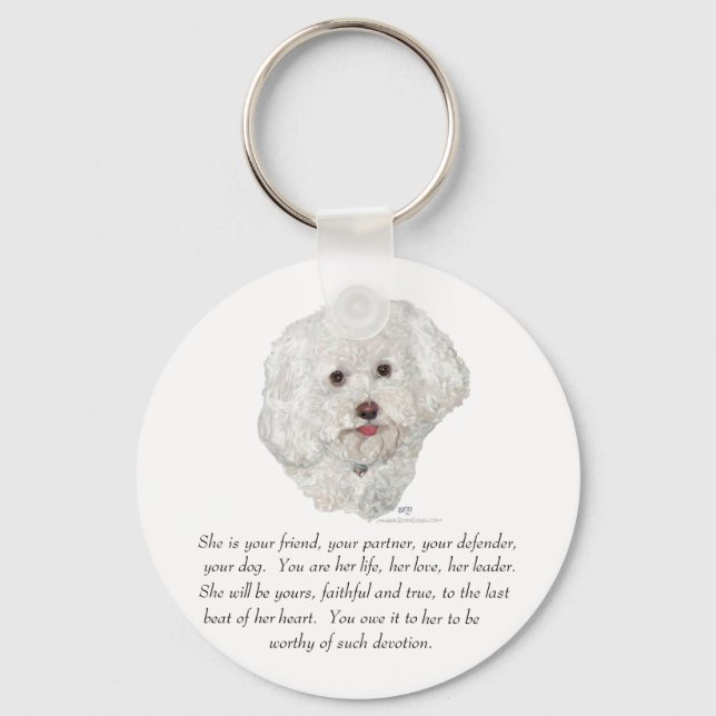 Bichon Frise Keepsake FEMALE Key Ring (Front)