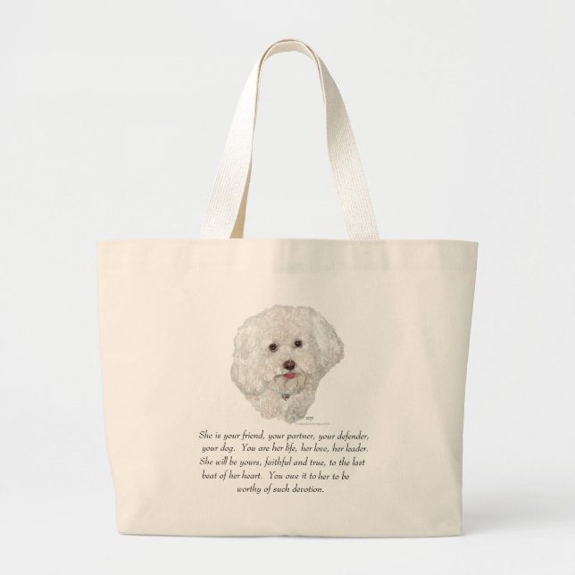 Bichon Frise Keepsake FEMALE Large Tote Bag (Front)