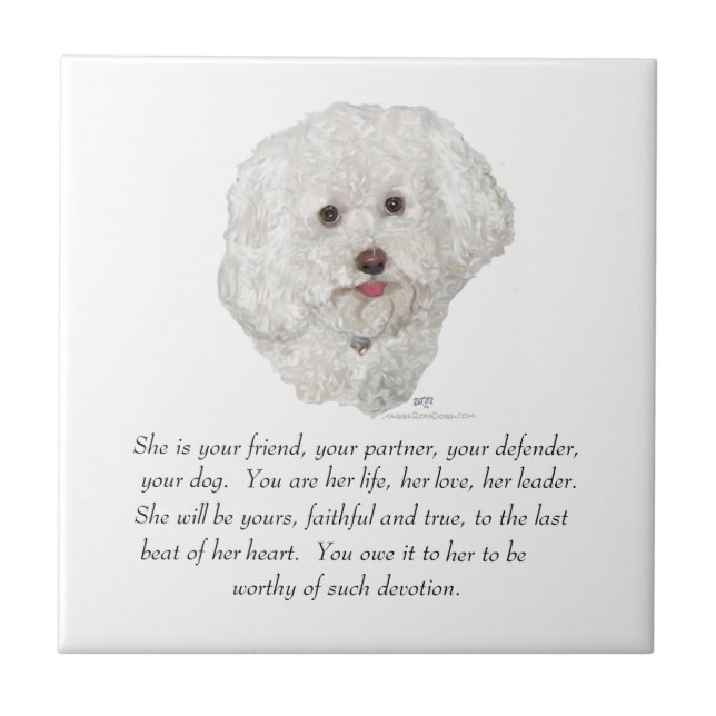 Bichon Frise Keepsake FEMALE Tile (Front)