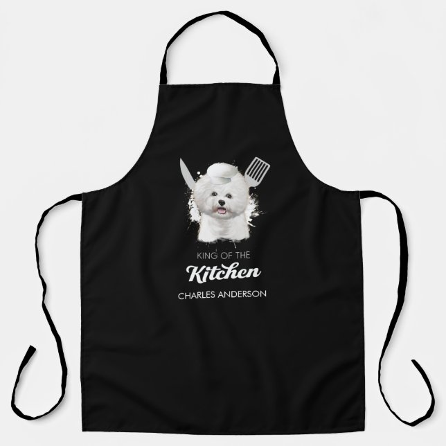 Bichon Frise King of the Kitchen Cooking Dog Chef Apron (Front)