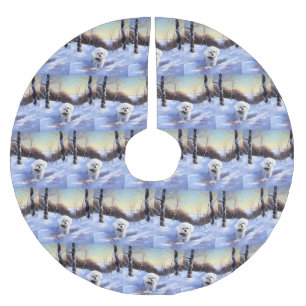Bichon Frise Let It Snow Christmas Brushed Polyester Tree Skirt