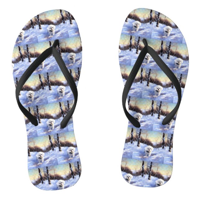 Bichon Frise Let It Snow Christmas  Jandals (Footbed)