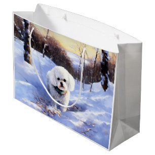 Bichon Frise Let It Snow Christmas Large Gift Bag