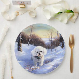 Bichon Frise Let It Snow Christmas  Paper Plate